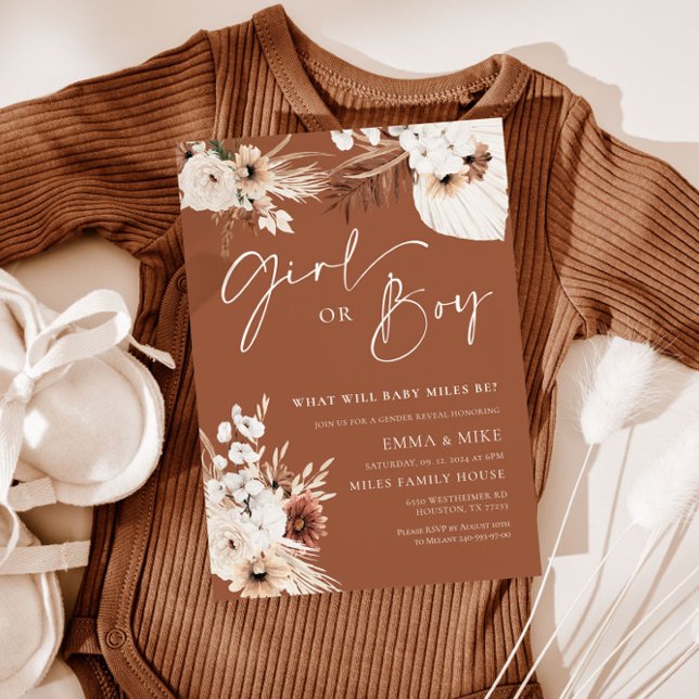 Invitación El Chica de terracota o el niño género revelan la  (Subido por el creador)