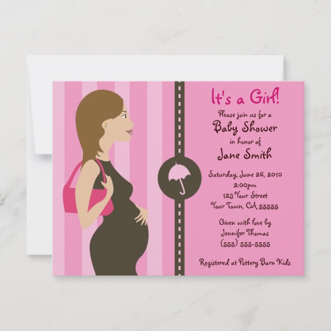 Invitación El chica moderno Baby Shower invita (el rosa) (Anverso)
