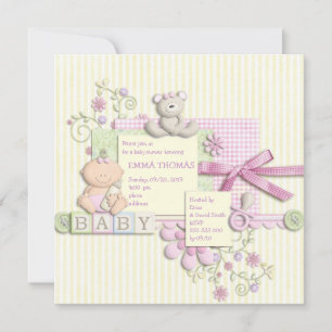 Invitación El chica retro de Baby Shower del libro de