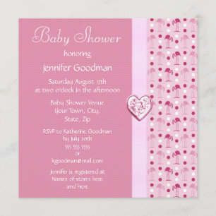 Invitación El chica rosado Baby Shower del flamenco invita