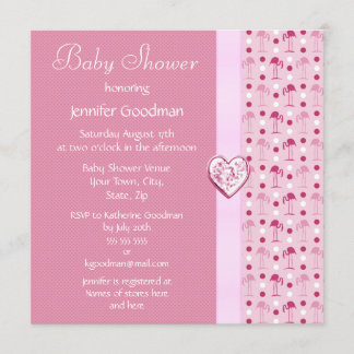Invitación El chica rosado Baby Shower del flamenco invita