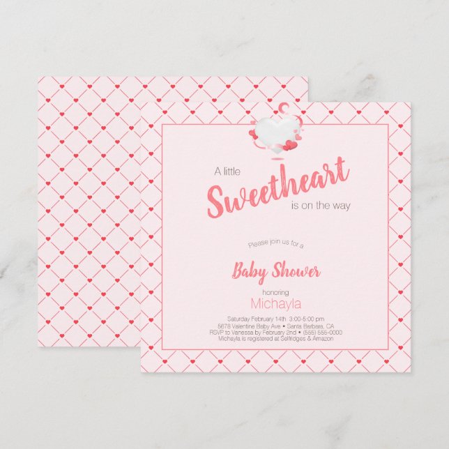 Invitación El Chica rosado Baby Shower SCariño está en camino (Anverso / Reverso)