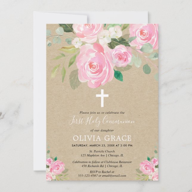 Invitación El chica ruso de la Primera Comunión es ruidoso y  (Anverso)