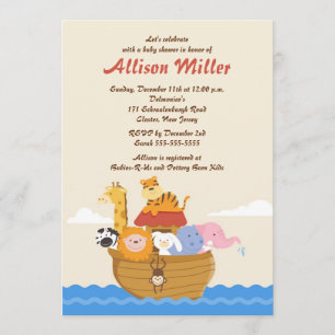 Invitación  El chico arca de Noé o el Chica Baby Shower