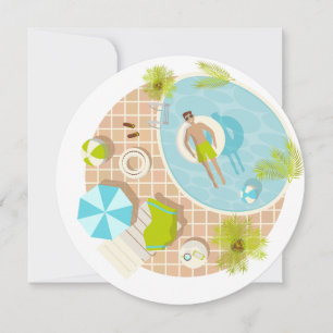 Invitación El chico de la piscina en vacaciones de playa de v