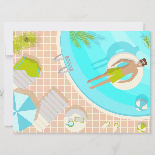 Invitación El chico de la piscina en vacaciones de playa de v (Anverso)