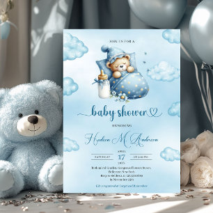 Invitación El chico del oso de peluche que duerme