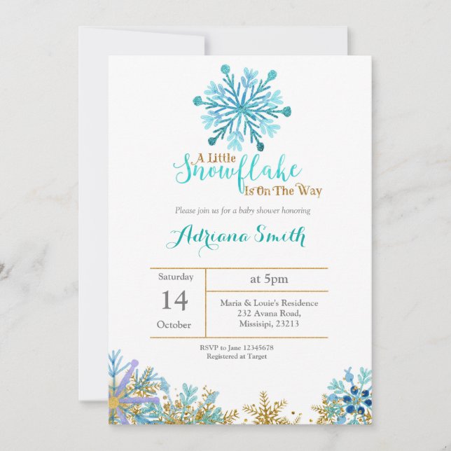 Invitación El chico del tema del copo de invierno Baby Shower (Anverso)
