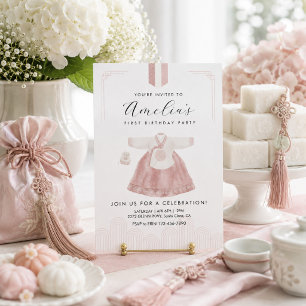 Invitación El chico rosado Hanbok Doljanchi, el primer cumple