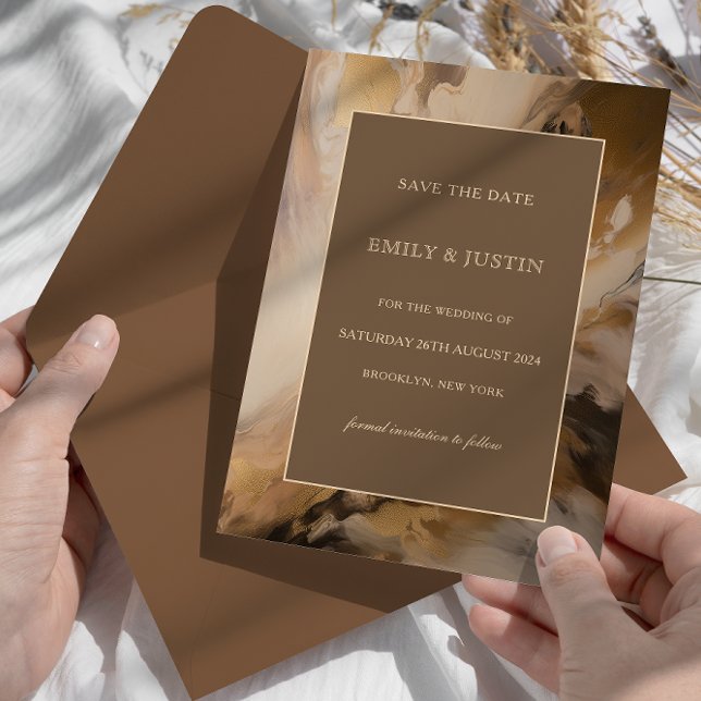 Invitación El chocolate de oro moderno salva al Boda de citas (Subido por el creador)