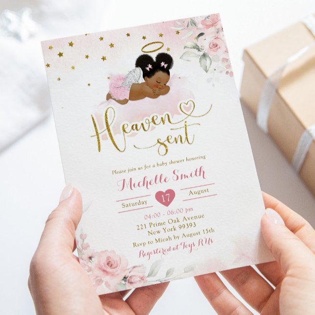 Invitación El cielo de bebé rosado africano enviado a Baby Sh (Subido por el creador)