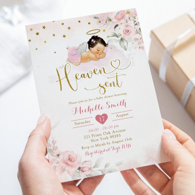 Invitación El cielo del bebé Angel de México rosa envió Baby  (Subido por el creador)