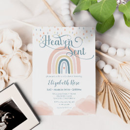 Invitación El cielo envió nubes de Baby Shower arcoiris