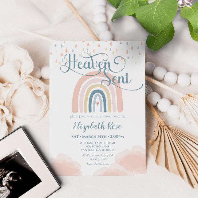 Invitación El cielo envió nubes de Baby Shower arcoiris (Subido por el creador)
