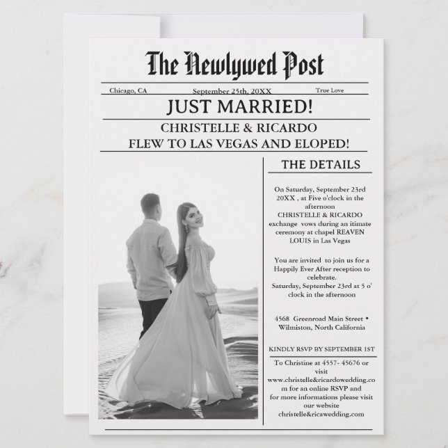 Invitación El cierre de un periódico moderno acaba de casar e (Anverso)