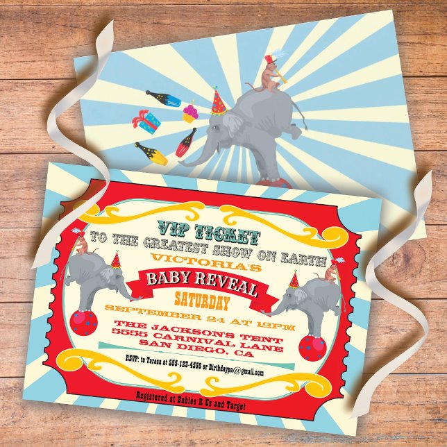 Invitación El circo o el bebé del carnaval revelan la ducha (Subido por el creador)