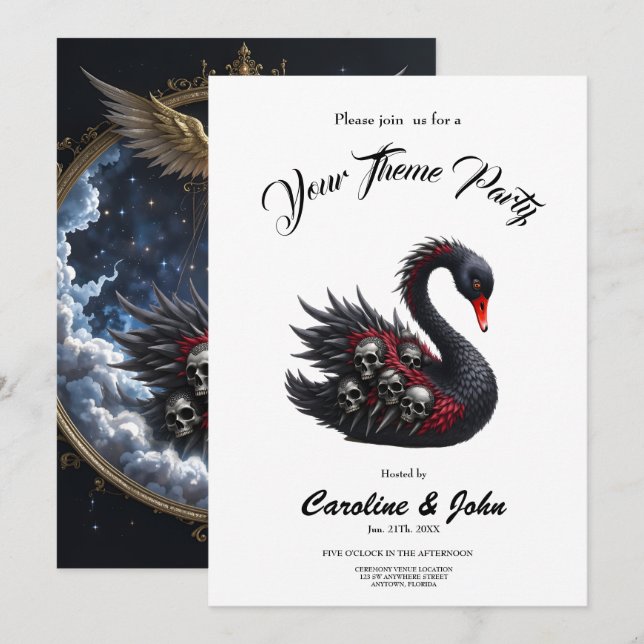 Invitación El cisne de las almas olvidadas.  (Anverso / Reverso)