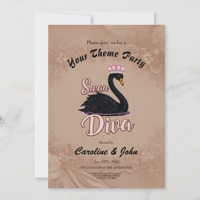 Invitación El cisne negro, reina del agua.  (Anverso)