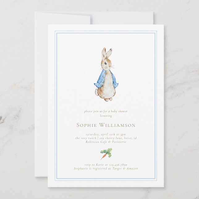 Invitación El clásico Baby Shower Peter the Rabbit (Anverso)