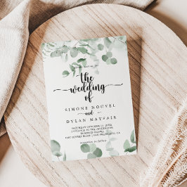 Invitación El clásico Boda del follaje de eucalipto verde de