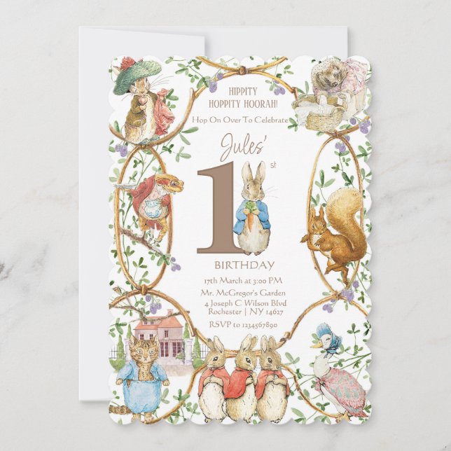 Invitación El clásico Peter the Rabbit Beatrix Potter Cumplea (Anverso)
