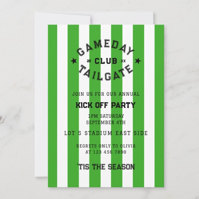 Invitación El club de portón trasero Gameday despegó al equip (Anverso)