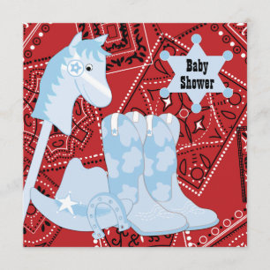 Invitación El Cobarde Rojo Negro bota Baby Shower de Cowboy