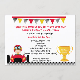 Invitación El coche de carreras invita