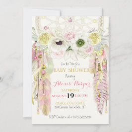 Invitación El colector ideal de Boho empluma amarillo rosado