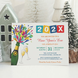 Invitación El colorido contrafetti de Año Nuevo