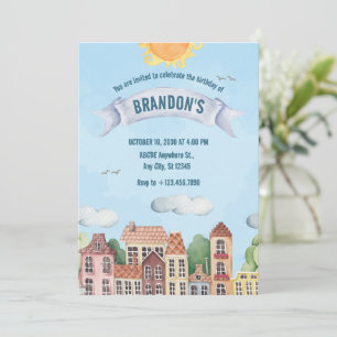 Invitación El colorido cumpleaños de la casa
