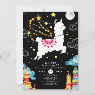 Invitación El colorido cumpleaños de la Personalizado Llama