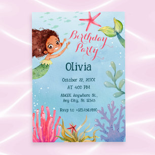 Invitación El colorido cumpleaños de la sirena