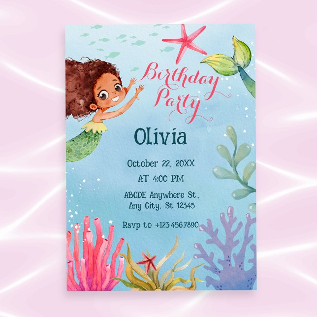 Invitación El colorido cumpleaños de la sirena (Subido por el creador)