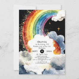 Invitación El colorido cumpleaños del arcoiris infantil