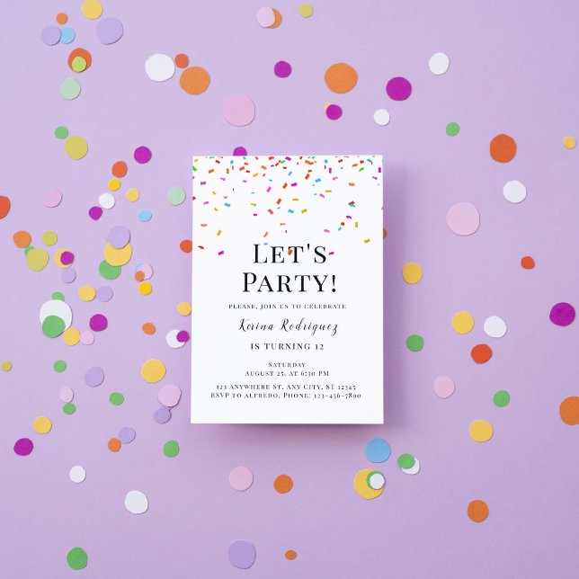 Invitación El colorido y simple cumpleaños del confetti (Subido por el creador)