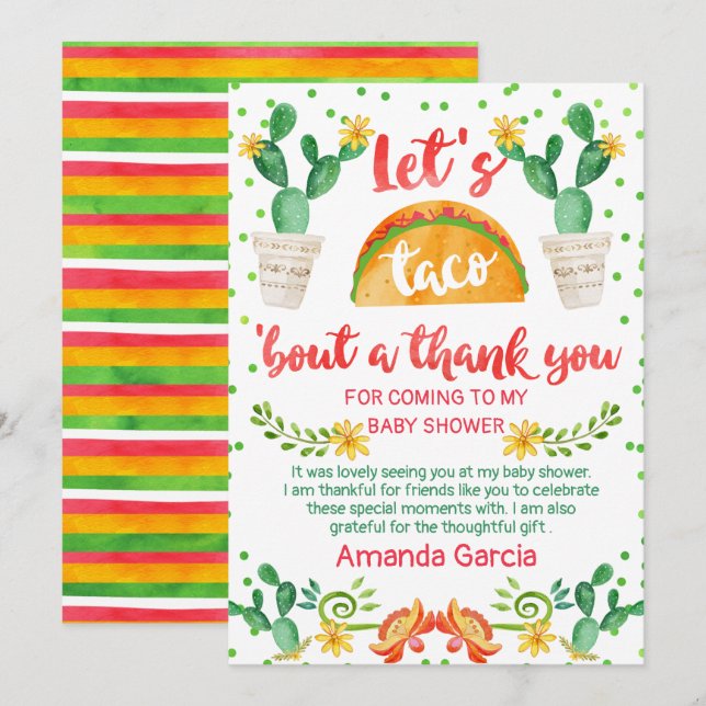 Invitación El combate del Taco de la fiesta un bebé le (Anverso / Reverso)