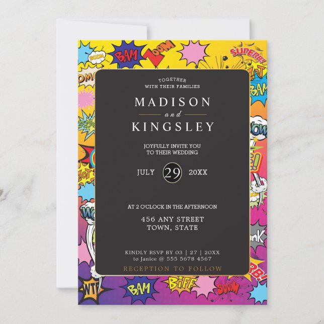 Invitación El cómic pop Art 💥 🎉 increíble Boda (Anverso)