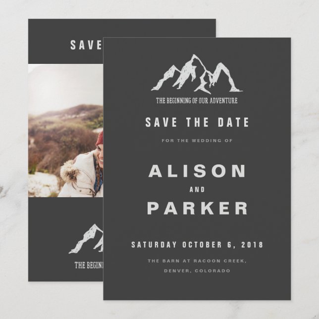 Invitación el comienzo de nuestra aventura, guardar la fecha (Anverso / Reverso)