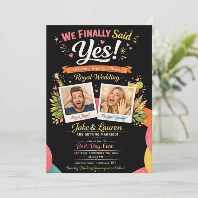 Invitación El Comienzo de Siempre | Boda de Lujo Elegante (Anverso de pie)
