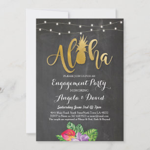 Invitación El compromiso floral de Luau del oro tropical de