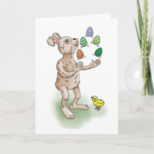Invitación El conejo de Pascua hace malabares con los huevos