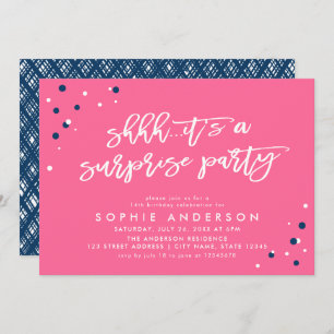 Invitación El confeti azul rosado es un cumpleaños sorpresa p