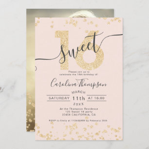 Invitación El confeti elegante del purpurina del oro se