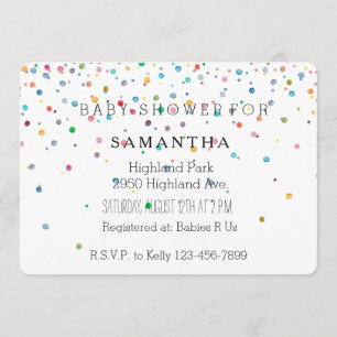 Invitación El confeti feliz puntea la fiesta de bienvenida al