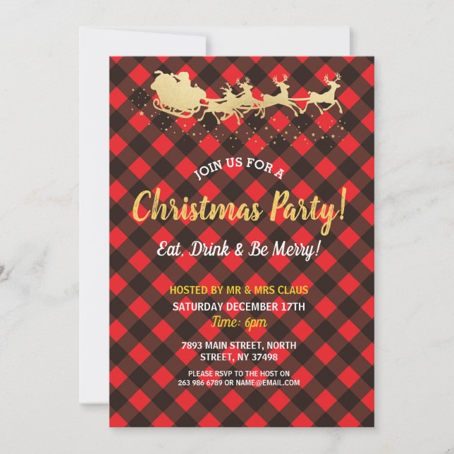 Invitación El control rojo del búfalo del fiesta de cena de (Anverso)
