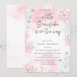 Invitación El copo de nieve rosa está en camino a Baby Shower