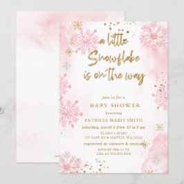 Invitación El copo de nieve rosa está en camino a Baby Shower