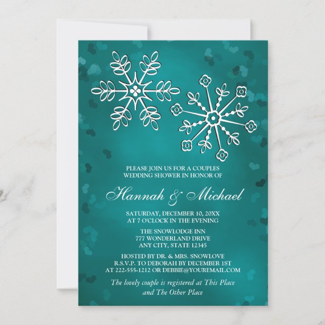 INVITACIÓN EL COPO DE NIEVE VERDE AZULADO JUNTA LA DUCHA DE (Anverso)