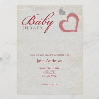 Invitación El corazón ata Baby Shower - rojo y negro